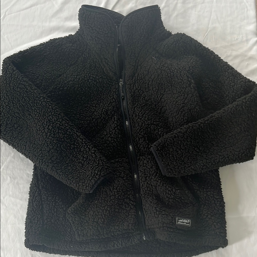 Eddie Bauer Black Fleece Jacket Full Zip High Collar